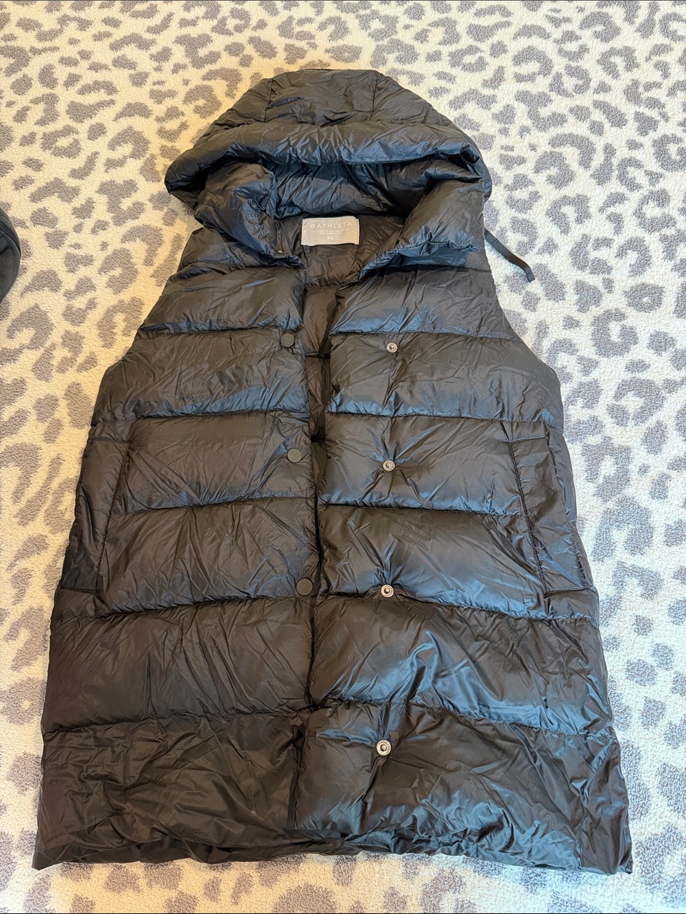 Athleta Black Hooded Puffer Vest - Packable Hood